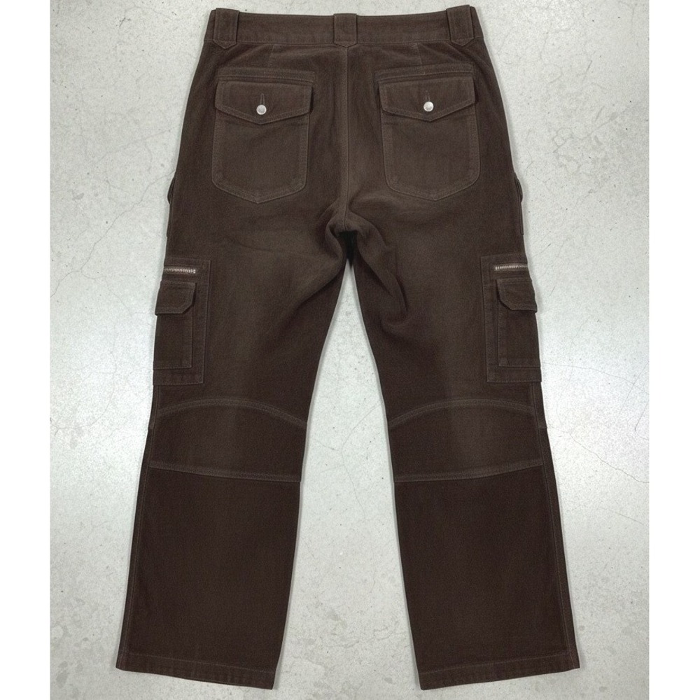 Sundance Pants Women's 6 Genuine Leather‎ Cargo Brown Zippers Pockets Biker Moto - Picture 2 of 16